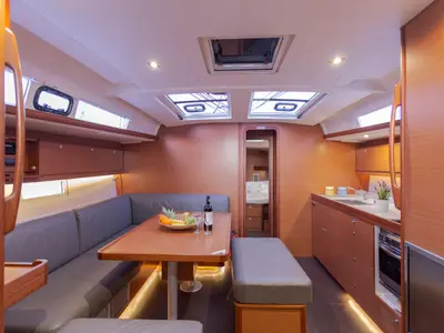 Salon of Wilma, a Dufour 460 Grand Large sailboat at Preveza, Greece