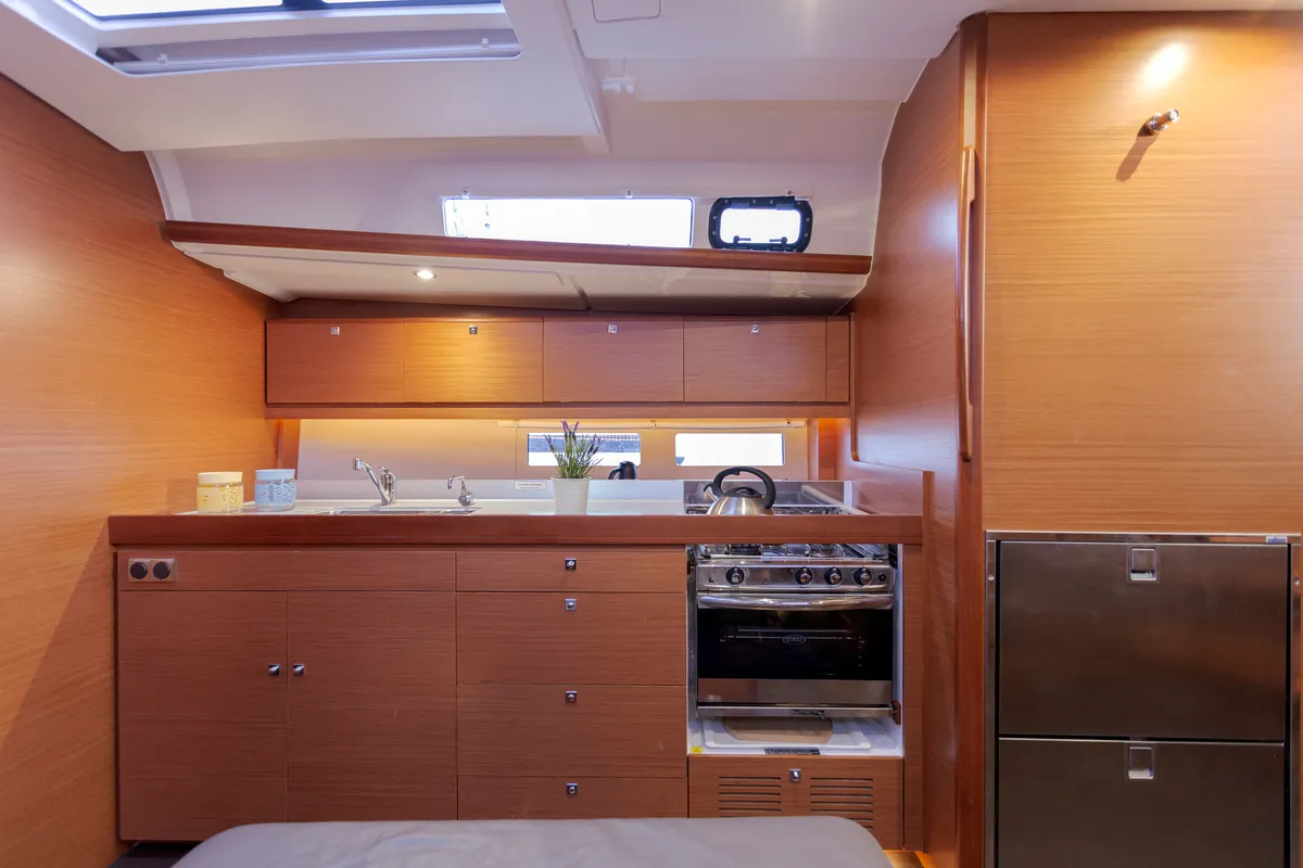 Galley of Wilma, a Dufour 460 Grand Large sailboat at Preveza, Greece
