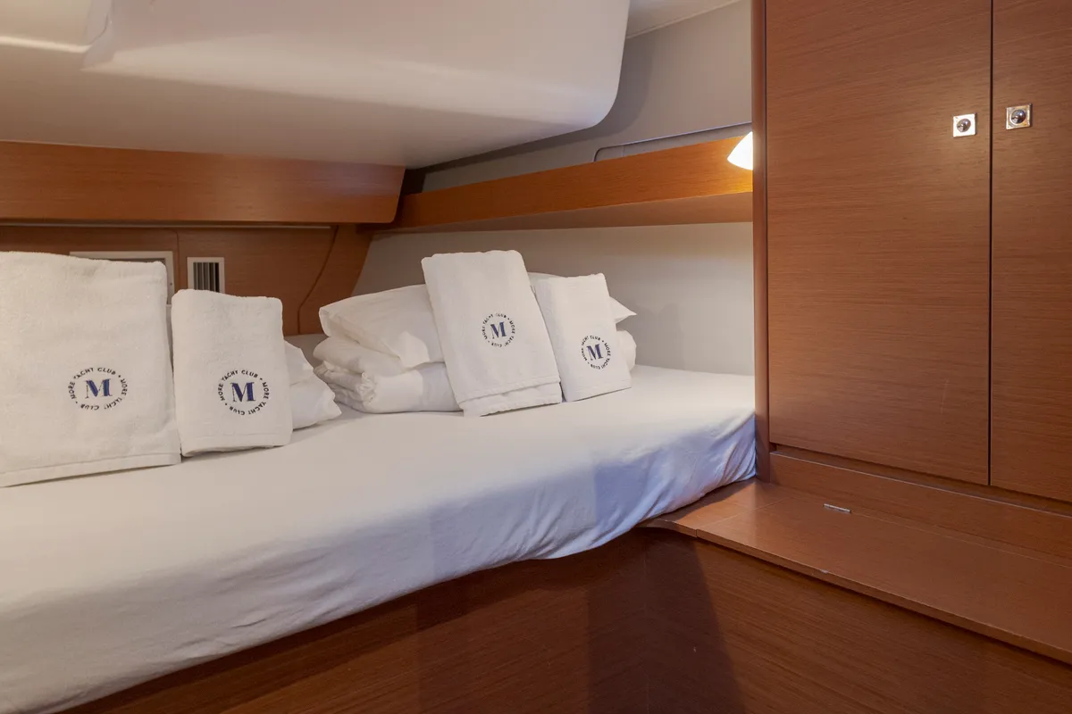 Cabin on Wilma, a Dufour 460 Grand Large sailboat at Preveza, Greece