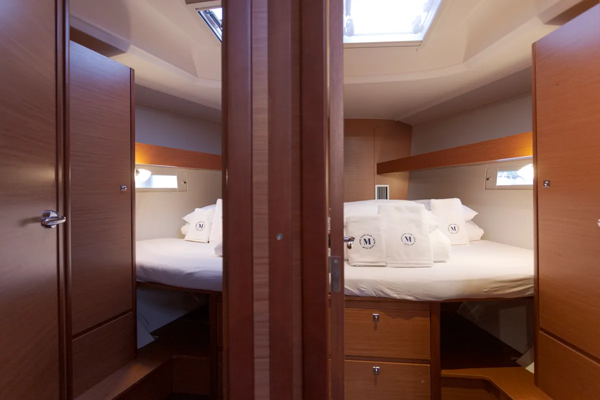 Cabin on Wilma, a Dufour 460 Grand Large sailboat at Preveza, Greece