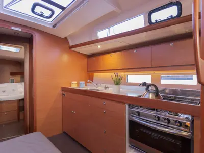 Galley of Wilma, a Dufour 460 Grand Large sailboat at Preveza, Greece