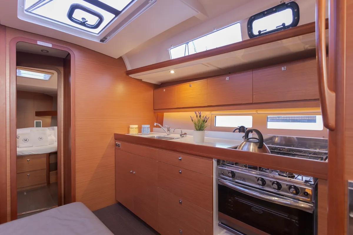 Galley of Wilma, a Dufour 460 Grand Large sailboat at Preveza, Greece