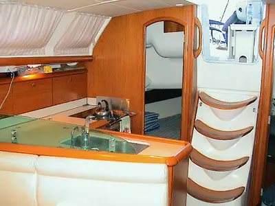 Galley of ALKI, a Jeanneau Sun Odyssey 37 sailboat at Municipal Unit of Lefkada, Greece