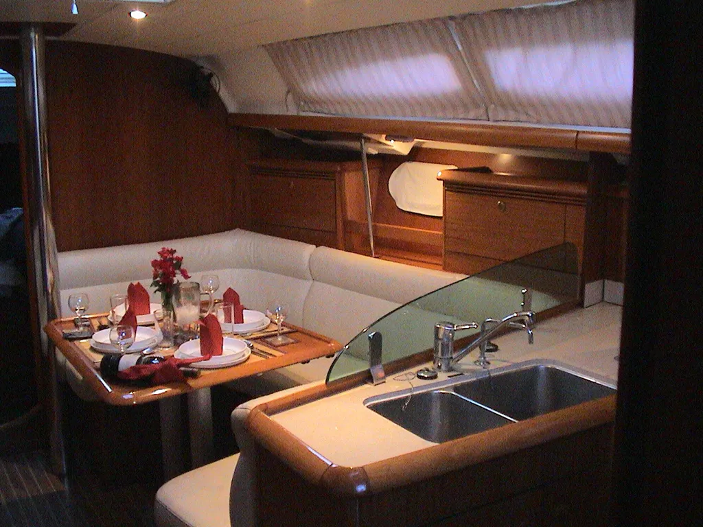 Salon of ALKI, a Jeanneau Sun Odyssey 37 sailboat at Municipal Unit of Lefkada, Greece