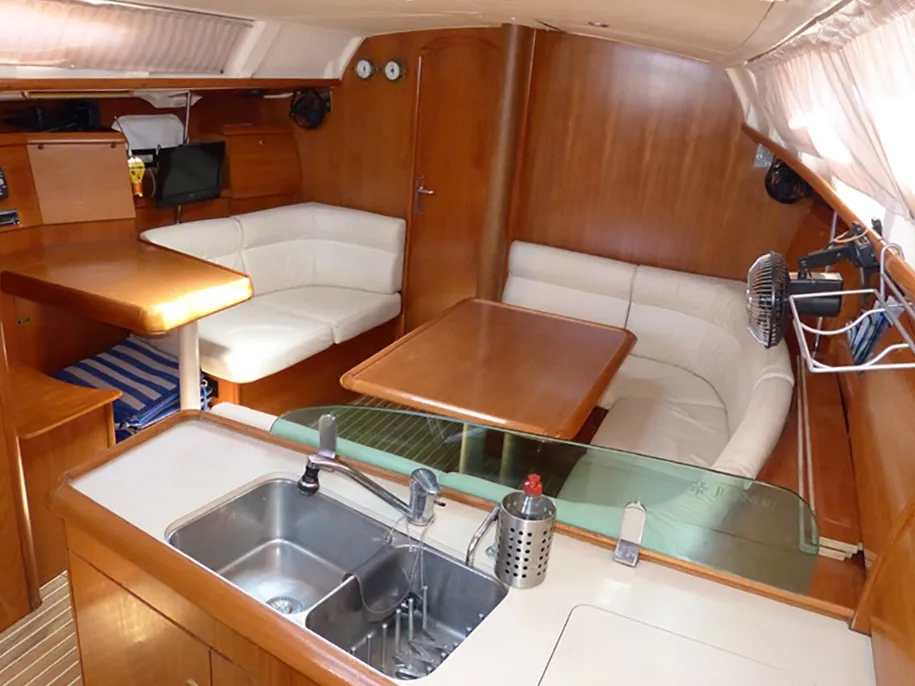 Salon of ALKI, a Jeanneau Sun Odyssey 37 sailboat at Municipal Unit of Lefkada, Greece