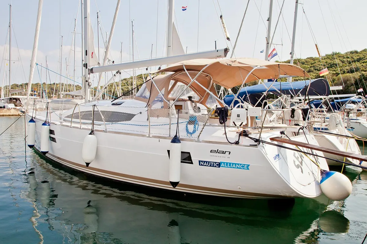 Exterior view of Sea Cure, a Elan Impression 45 sailboat at Grad Pula, Croatia