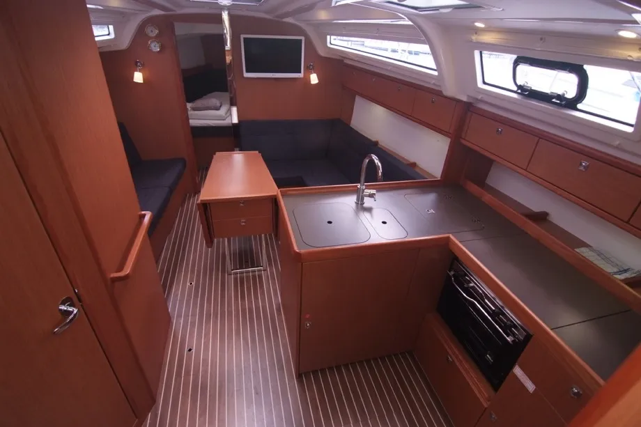 Salon of Jugo, a Bavaria Cruiser 37 sailboat at Punat, Croatia