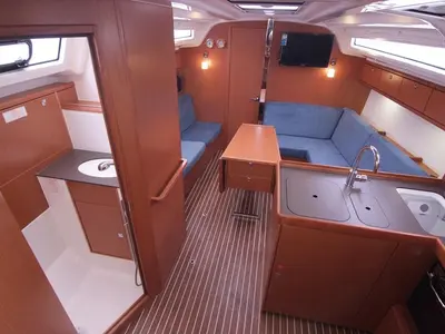 Salon of Jugo, a Bavaria Cruiser 37 sailboat at Punat, Croatia