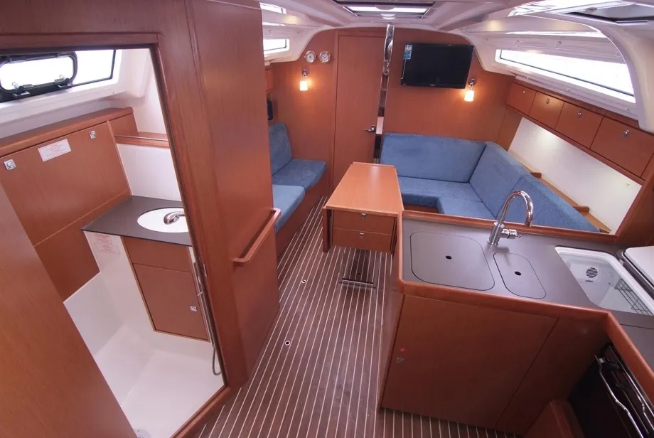 Salon of Jugo, a Bavaria Cruiser 37 sailboat at Punat, Croatia