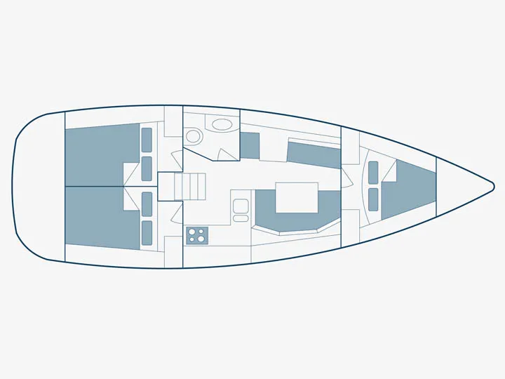 Floor plan of King Julian, a Jeanneau Sun Odyssey 36i sailboat at Municipal Unit of Lefkada, Greece