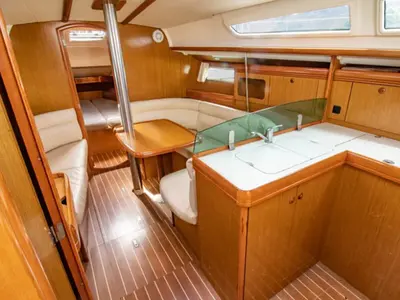 Salon of King Julian, a Jeanneau Sun Odyssey 36i sailboat at Municipal Unit of Lefkada, Greece