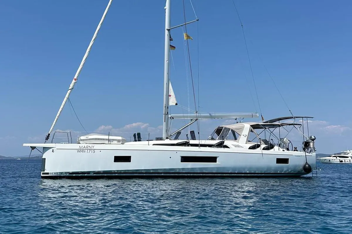 Exterior view of Marny, a Beneteau Oceanis 51.1 sailboat at Rogoznica, Croatia