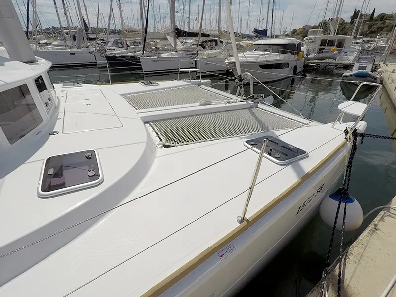 Deck of Maya, a Lagoon 380 catamaran at Grad Šibenik, Croatia
