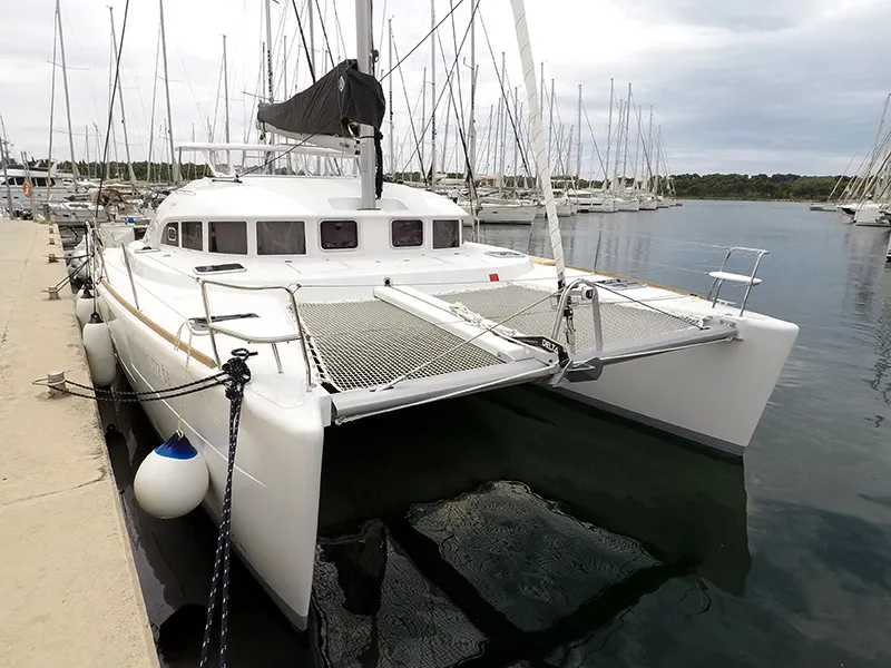 Exterior view of Maya, a Lagoon 380 catamaran at Grad Šibenik, Croatia