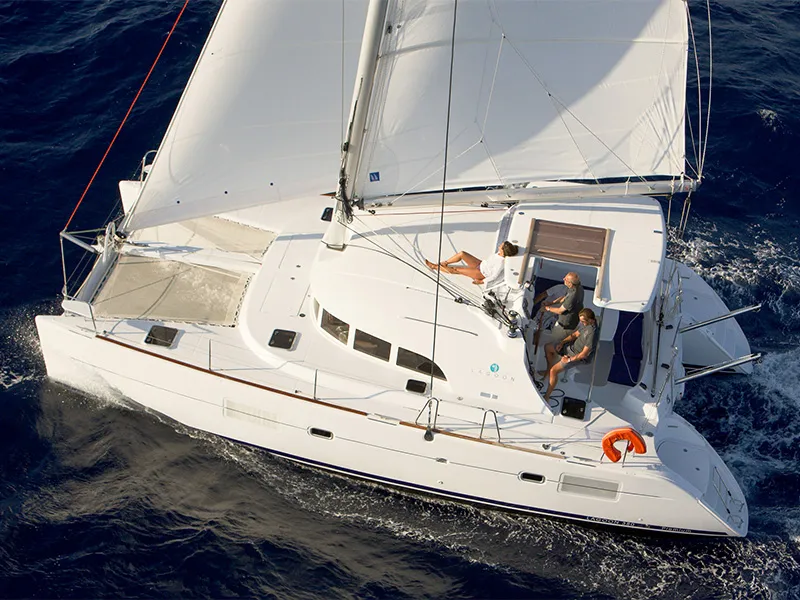 Exterior view of Maya, a Lagoon 380 catamaran at Grad Šibenik, Croatia