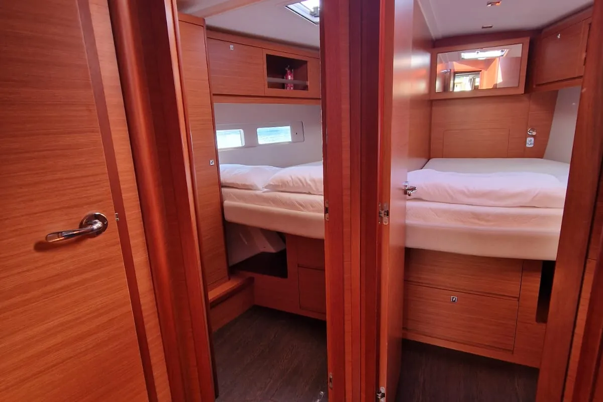 Cabin on Albus, a Dufour 530 sailboat at Tonnarella, Italy