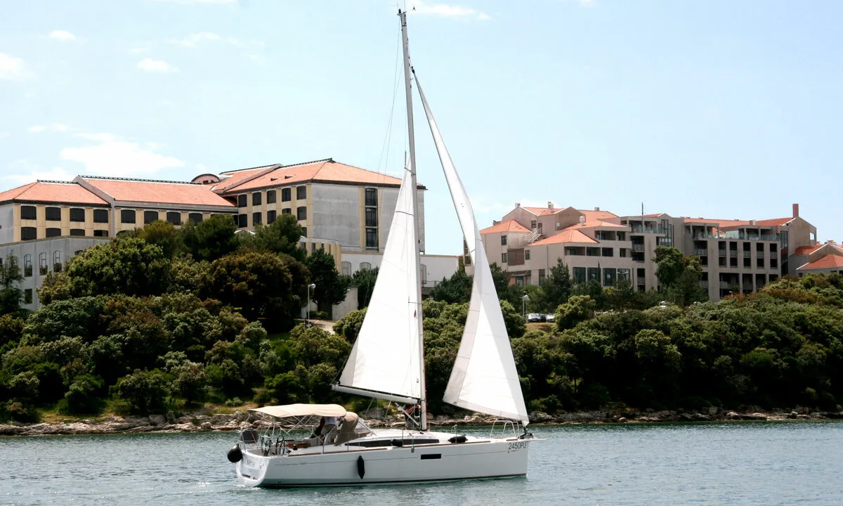 Exterior view of Marie, a Jeanneau Sun Odyssey 349 sailboat at Grad Pula, Croatia