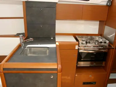 Galley of Marie, a Jeanneau Sun Odyssey 349 sailboat at Grad Pula, Croatia
