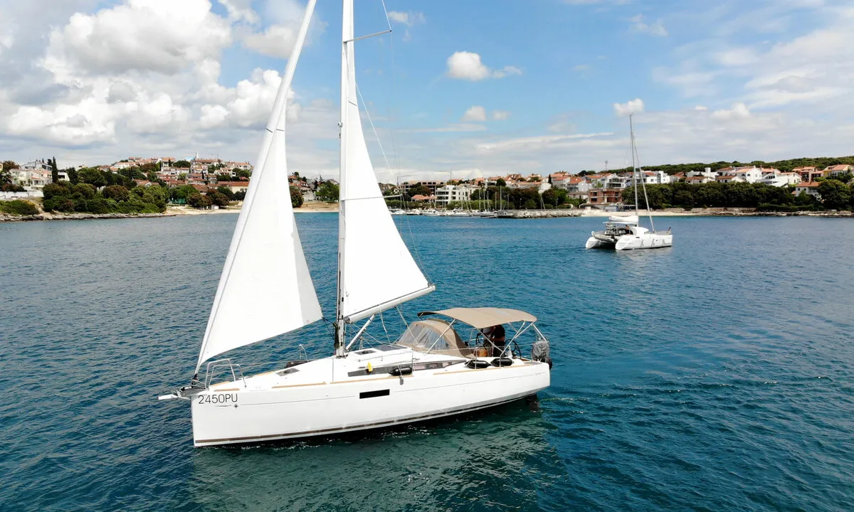 Exterior view of Marie, a Jeanneau Sun Odyssey 349 sailboat at Grad Pula, Croatia