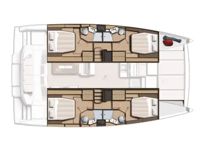 Floor plan of Silver Waters, a Bali 4.4 catamaran at Skiathos, Greece