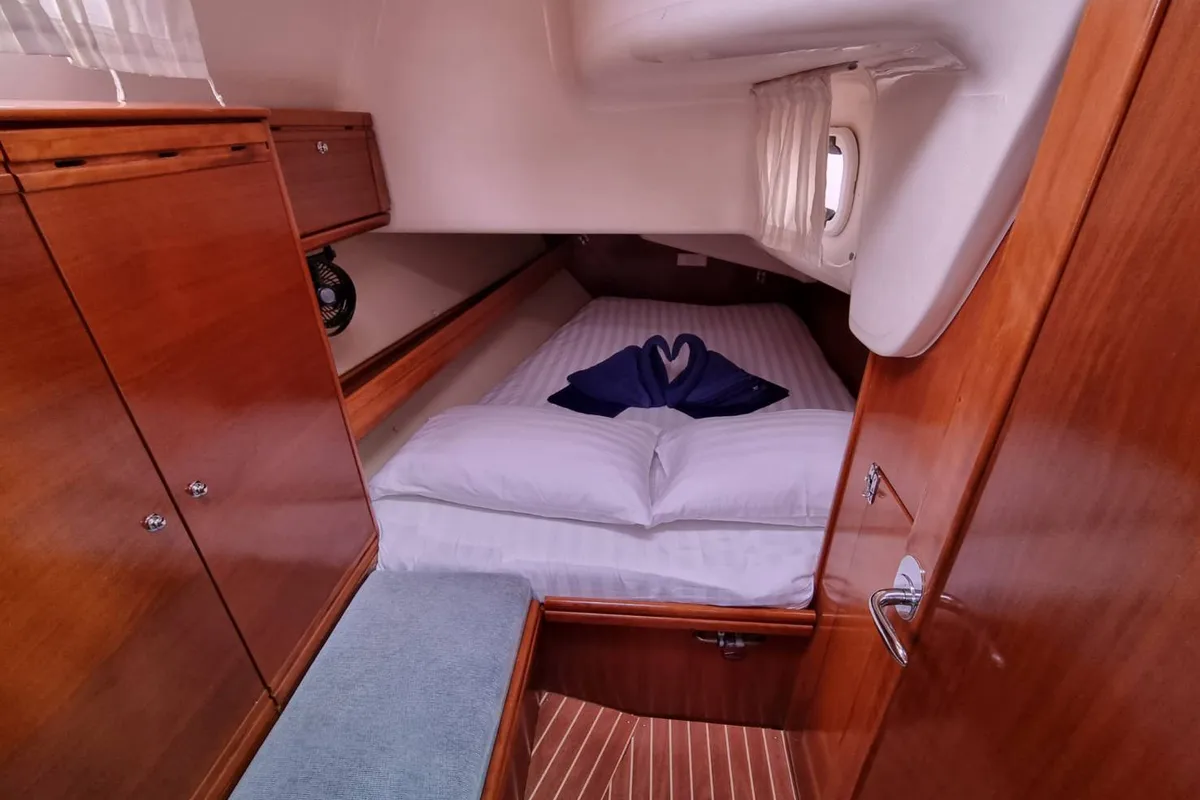 Cabin on Inspiration, a Bavaria 40 Cruiser sailboat at Mai Khao, Thailand