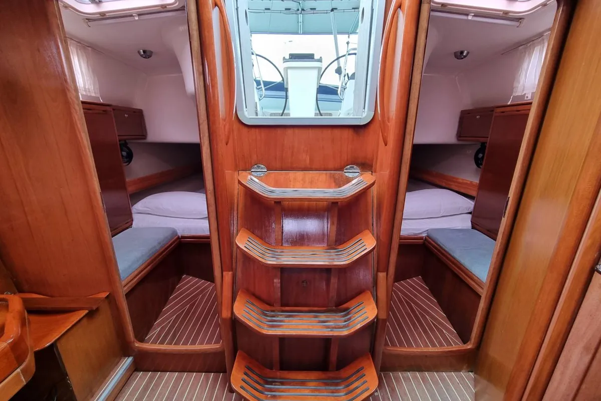 Cabin on Inspiration, a Bavaria 40 Cruiser sailboat at Mai Khao, Thailand