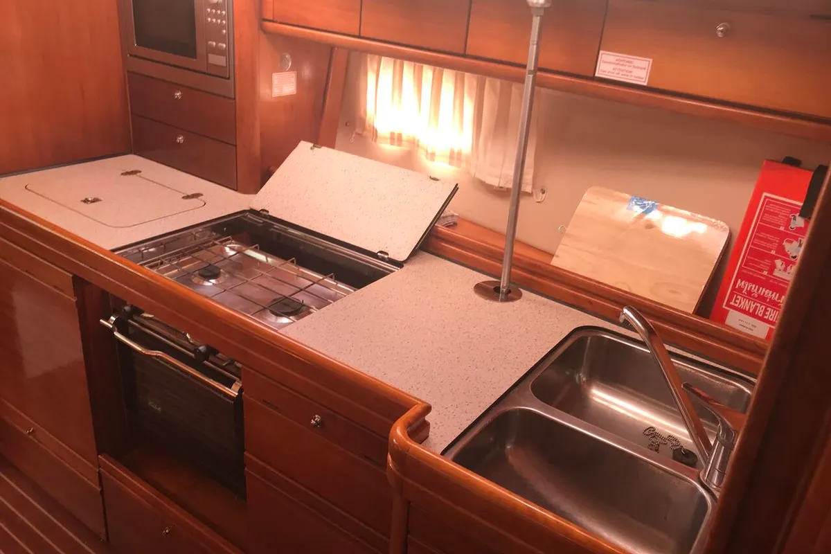 Galley of Inspiration, a Bavaria 40 Cruiser sailboat at Mai Khao, Thailand
