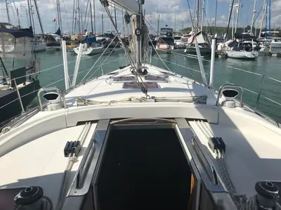 Deck of Inspiration, a Bavaria 40 Cruiser sailboat at Mai Khao, Thailand