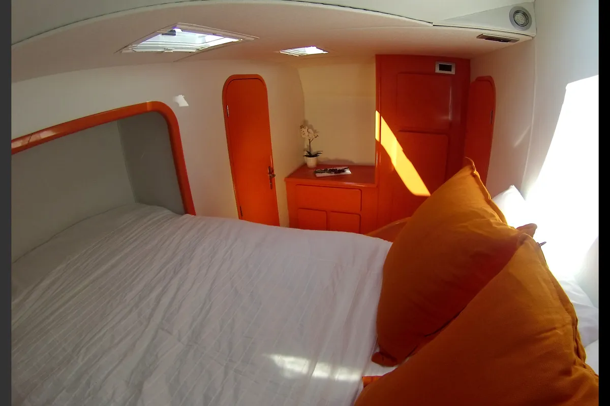 Cabin on Montagu, a Privilege 51 catamaran at Santa Eulària des Riu, Spain
