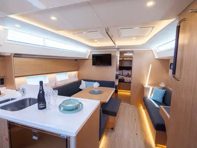 Salon of Aria, a Bavaria C45 Style sailboat at Pula, Croatia