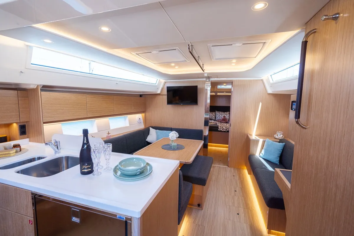 Salon of Aria, a Bavaria C45 Style sailboat at Pula, Croatia