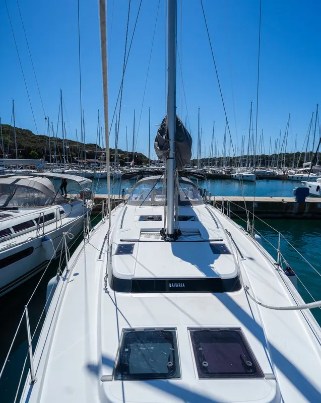 Deck of Aria, a Bavaria C45 Style sailboat at Pula, Croatia