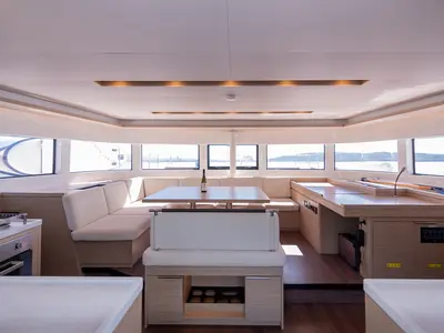 Salon of Lavina, a Lagoon 51 catamaran at Grad Kaštela, Croatia