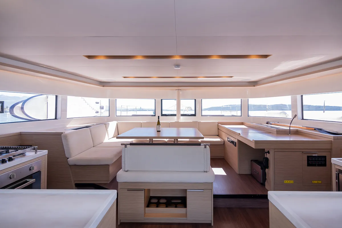 Salon of Lavina, a Lagoon 51 catamaran at Grad Kaštela, Croatia