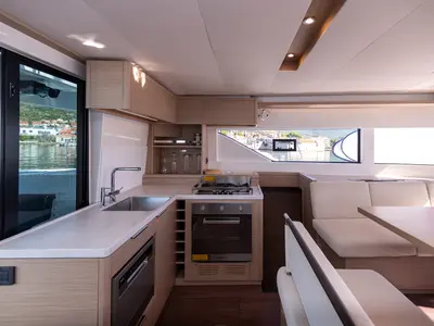 Galley of Lavina, a Lagoon 51 catamaran at Grad Kaštela, Croatia
