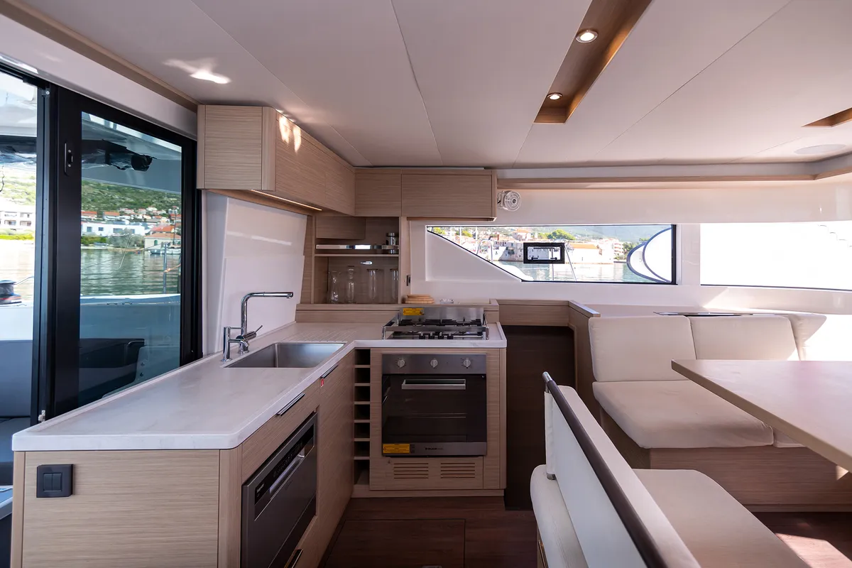 Galley of Lavina, a Lagoon 51 catamaran at Grad Kaštela, Croatia