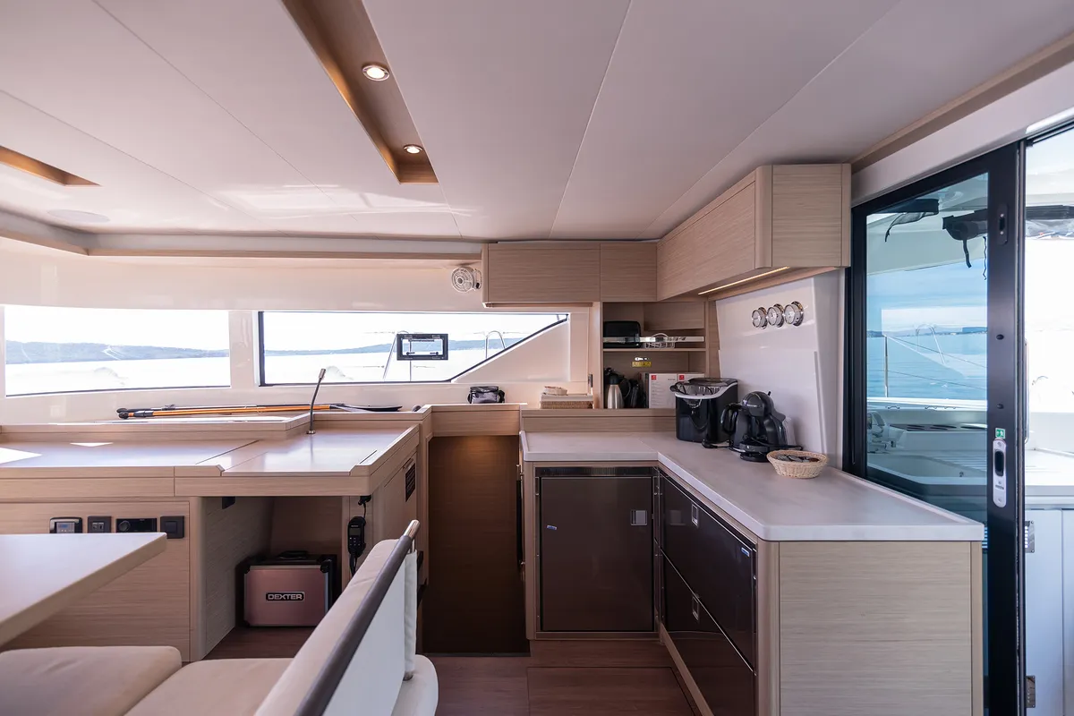 Galley of Lavina, a Lagoon 51 catamaran at Grad Kaštela, Croatia