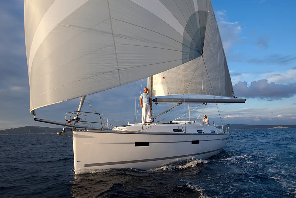 Exterior view of Bluesbreaker, a Bavaria Cruiser 36 sailboat at Lelystad, Netherlands