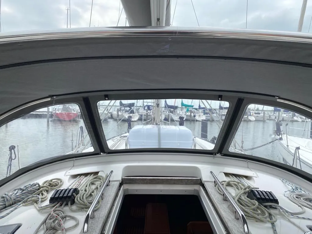 Cockpit of Bluesbreaker, a Bavaria Cruiser 36 sailboat at Lelystad, Netherlands