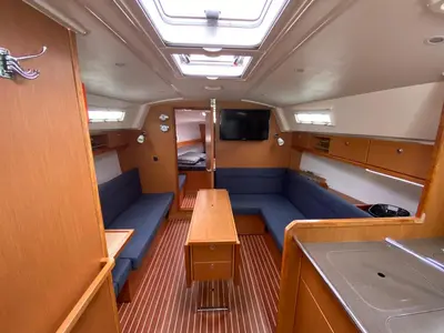 Salon of Bluesbreaker, a Bavaria Cruiser 36 sailboat at Lelystad, Netherlands