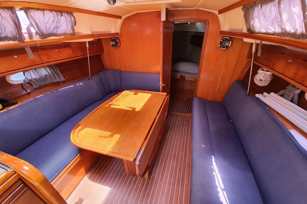 Salon of Little Eva, a Bavaria 34 Cruiser sailboat at Mai Khao, Thailand