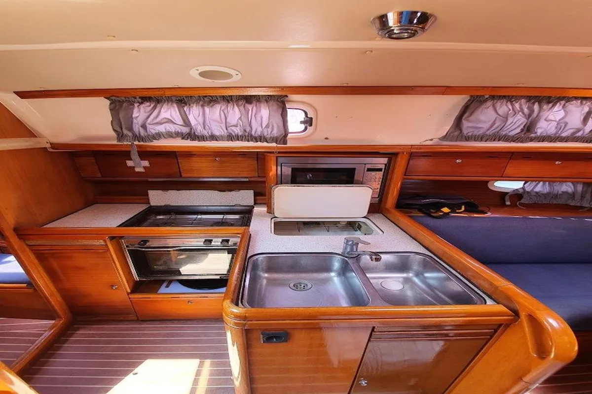 Galley of Little Eva, a Bavaria 34 Cruiser sailboat at Mai Khao, Thailand