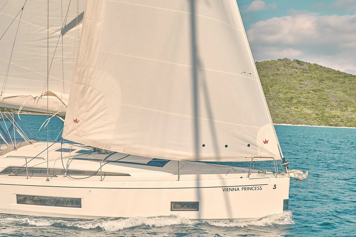 Exterior view of Vienna Princess, a Beneteau Oceanis 46.1 sailboat at Preveza, Greece