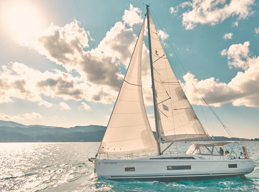 Exterior view of Vienna Princess, a Beneteau Oceanis 46.1 sailboat at Preveza, Greece