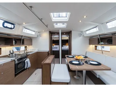 Salon of Vienna Princess, a Beneteau Oceanis 46.1 sailboat at Preveza, Greece