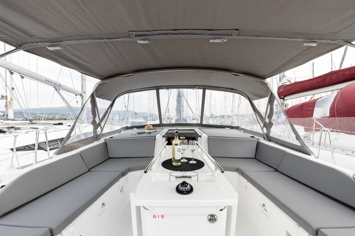 Deck of Vienna Princess, a Beneteau Oceanis 46.1 sailboat at Preveza, Greece