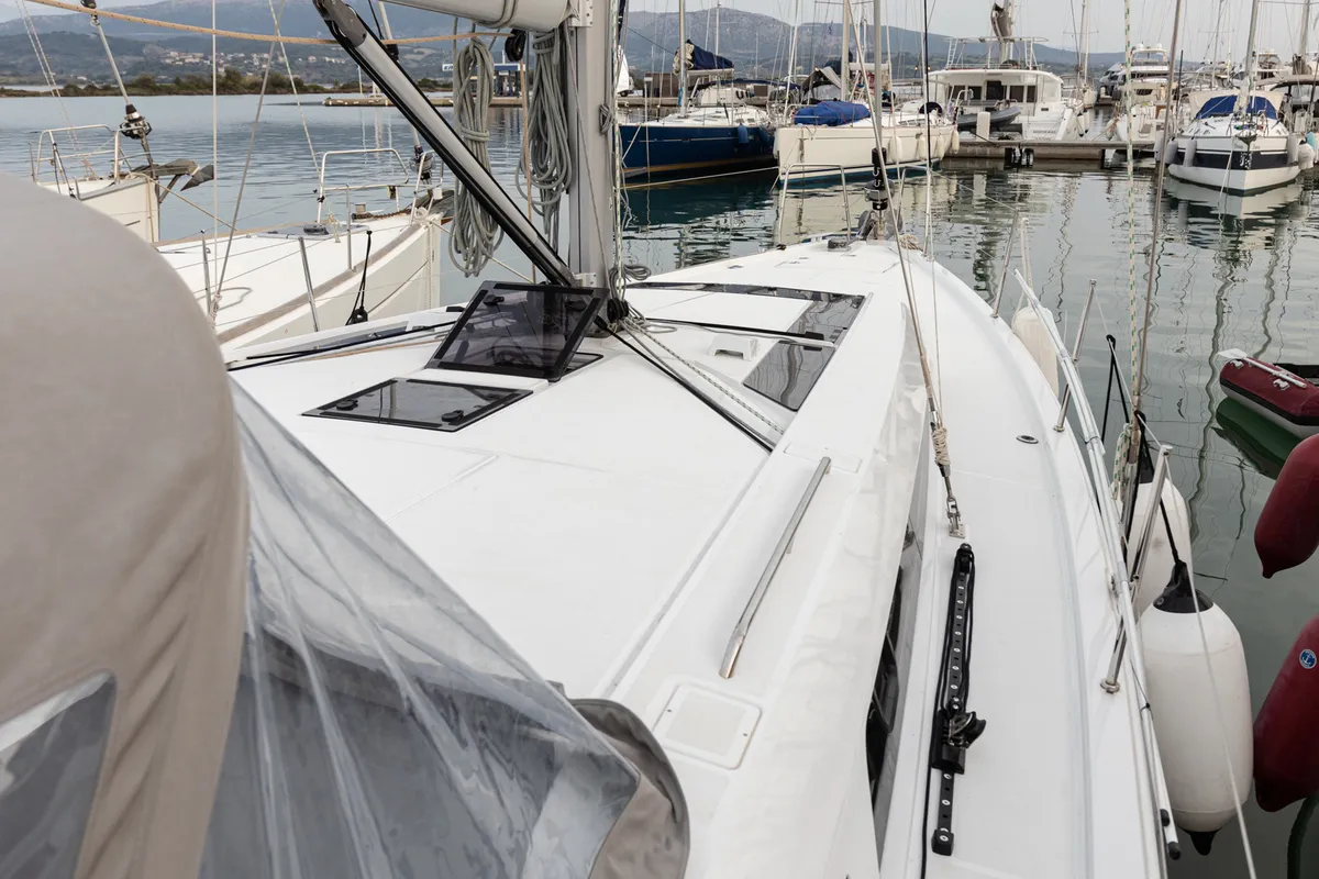 Deck of Vienna Princess, a Beneteau Oceanis 46.1 sailboat at Preveza, Greece