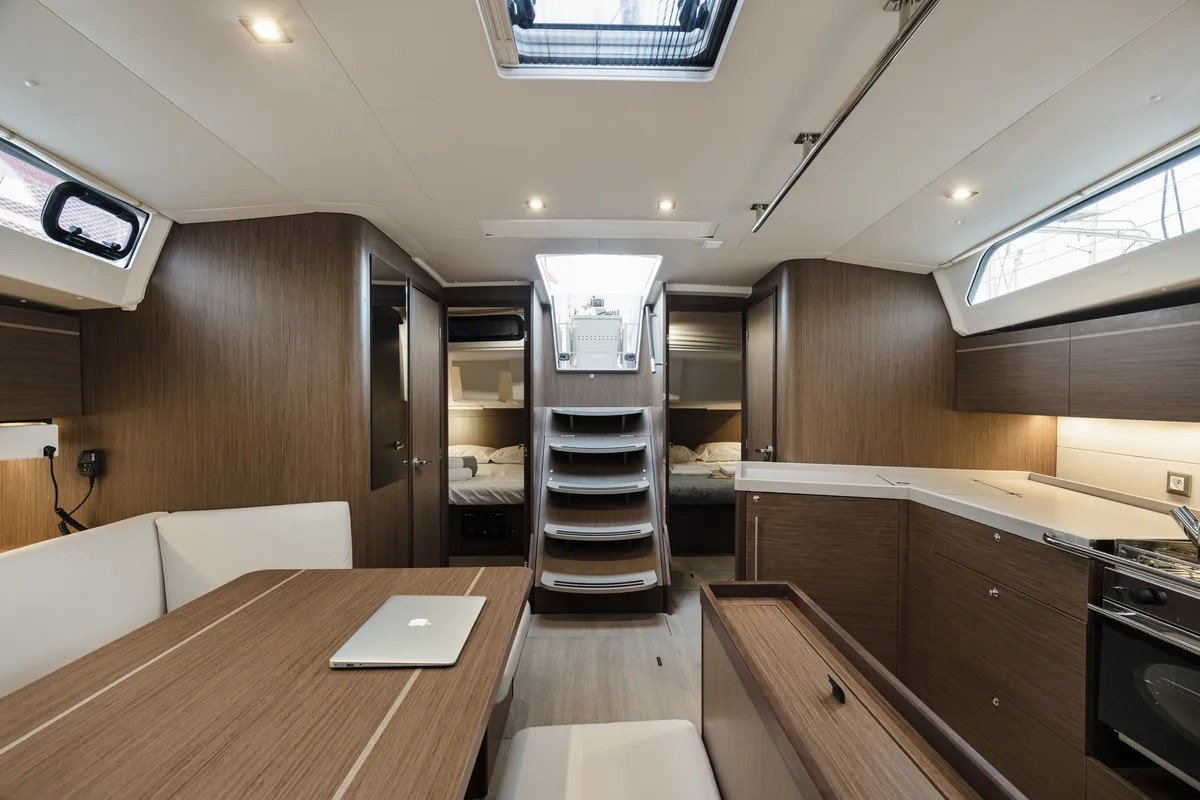 Salon of Vienna Princess, a Beneteau Oceanis 46.1 sailboat at Preveza, Greece