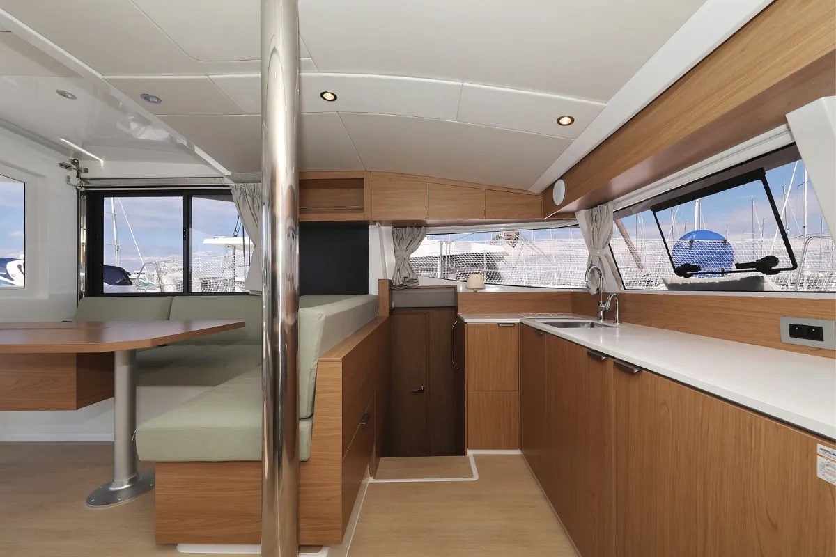 Salon of Starseeker, a Bali Catsmart catamaran at Grad Biograd na Moru, Croatia