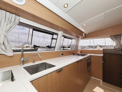 Galley of Starseeker, a Bali Catsmart catamaran at Grad Biograd na Moru, Croatia